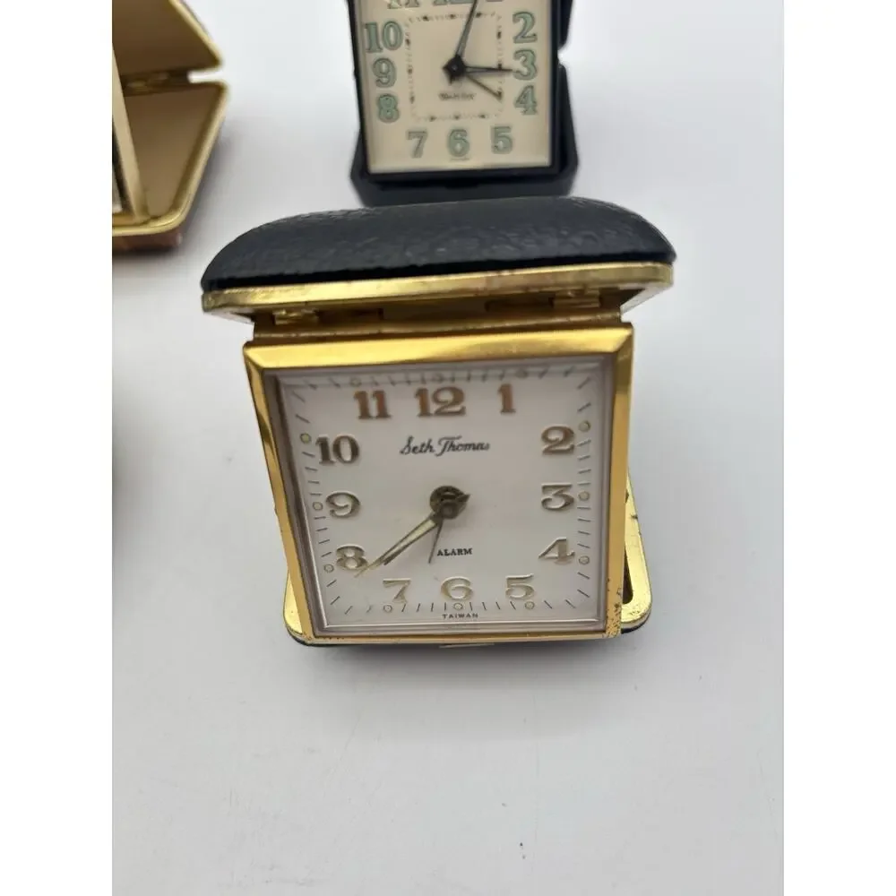 Lot Of 7 Vintage Travelers Alarm Clocks And Other Clocks For Parts And Repair